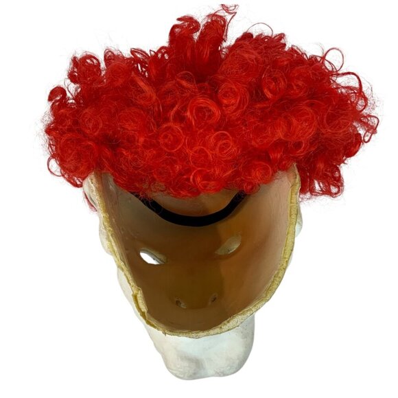 Scary Creepy Clown Foam Halloween Costume Mask With Red Curly Wig - Picture 4 of 4